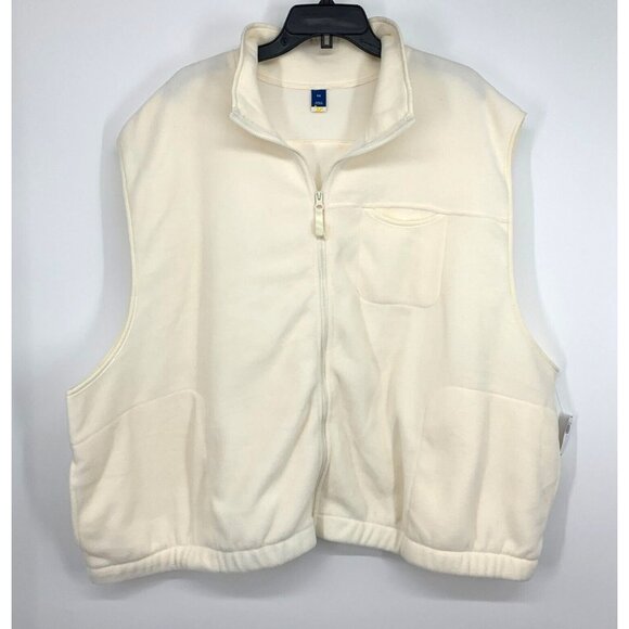 Old Navy Vest Fleece Full Zip Front Sleeveless Ivory SOFT NWT - Picture 3 of 11